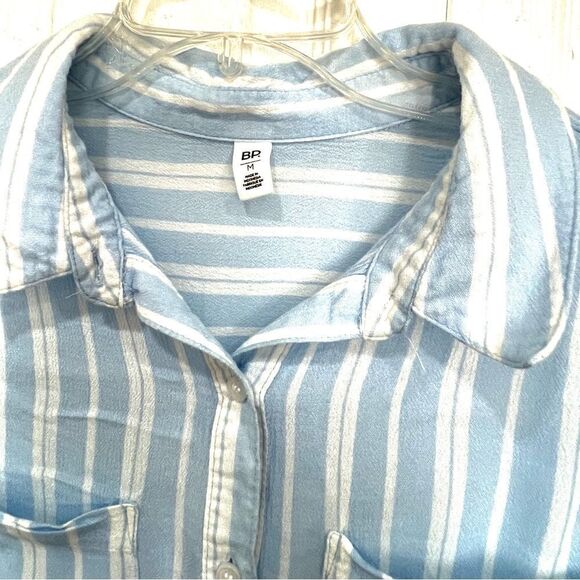 BP striped light blue and white button shirt size M 100% Viscose - Picture 5 of 9